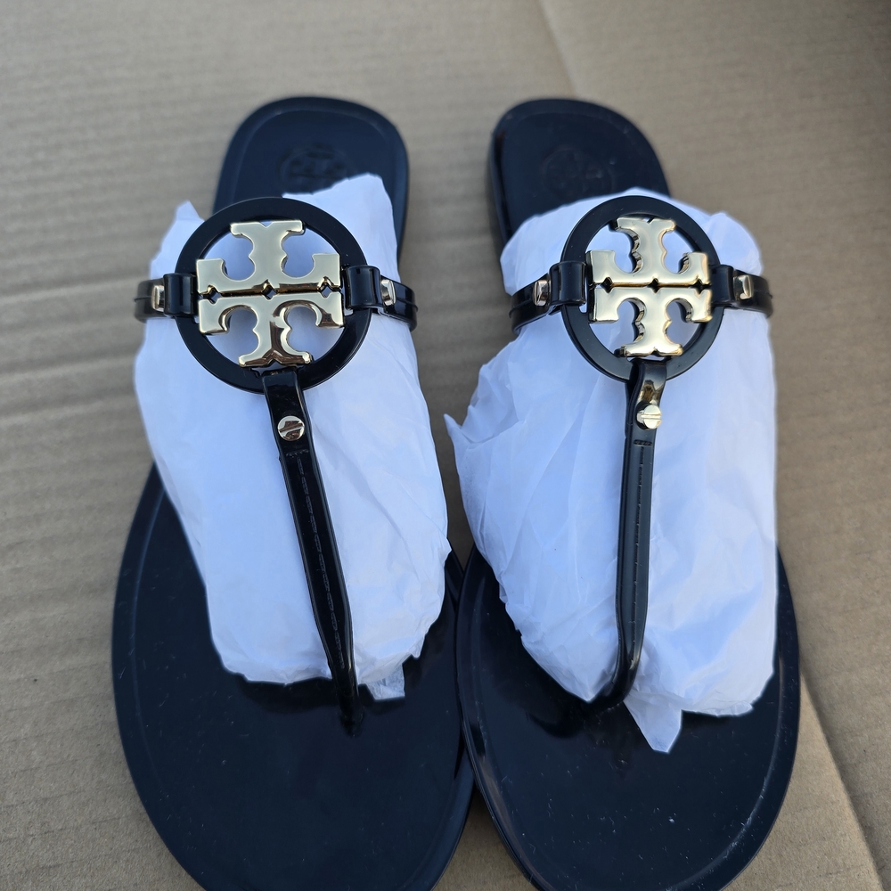 Tory Burch Black and Gold Sandals